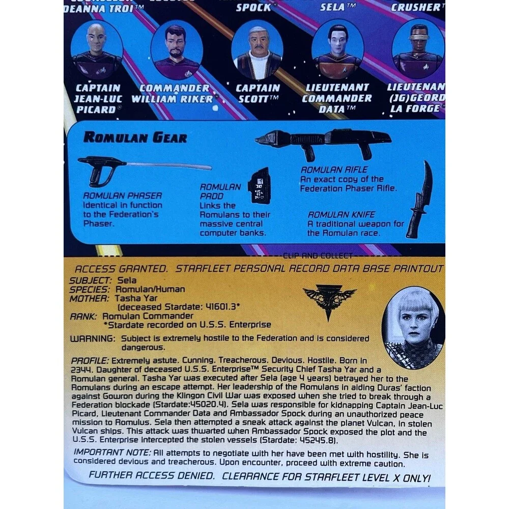 Playmates Star Trek TNG Commander Sela NOC Action Figure Yar